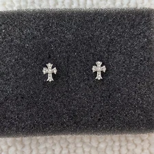 1Ct Round Cut Lab Created Diamond Men's Cross Stud Earring 14K White Gold Plated