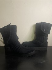UGG Australia Women Classic Cardy Knit Tall Sweater Boot Black Size 9