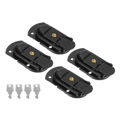 Suitcase Lock Hasp 2.64''x1.34'', 4Pcs Iron Toggle Catch Latch with Key,Black