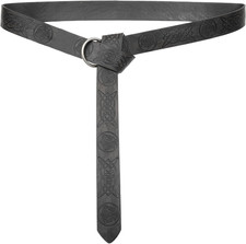 Medieval Viking Belt - Embossed PU Leather O Ring Belt for Renaissance Knight Co