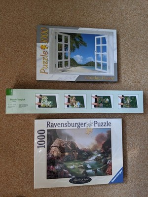 Puzzle - 2 Stück, je 1000 Teile, 1 Puzzle-Teppich