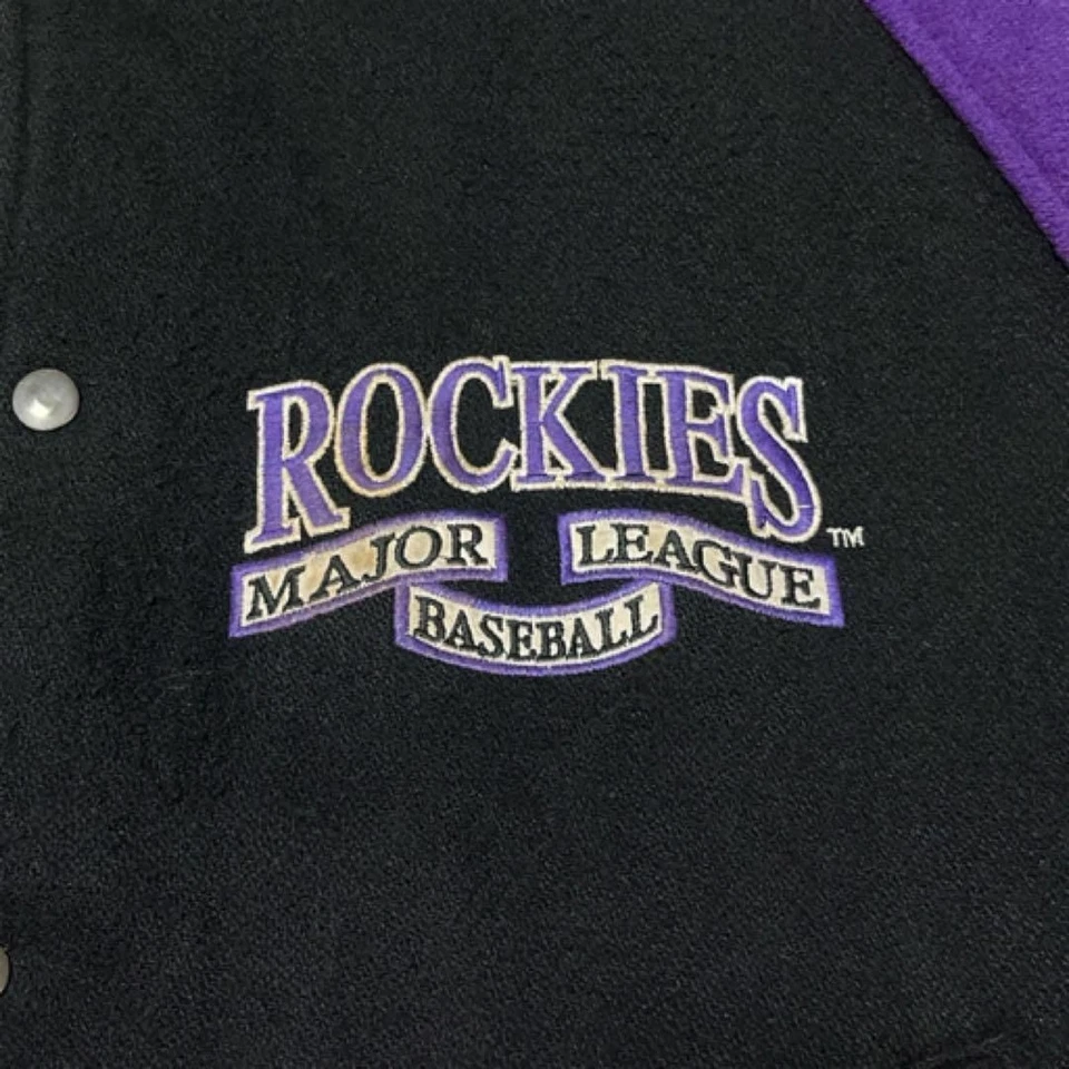 90S Colorado Rockies Wool Varsity Jacket Embroidered Logo Mlb No.tr404 - Image 4 of 4