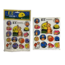 Vintage 1982 80s E.T. Extra-Terrestrial Small Puffy Stickers Stick-ons 2 Sheets