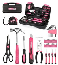 40-Piece Pink Tool Set - General Household 40 PCS Hand Tool Kit with Plastic ...