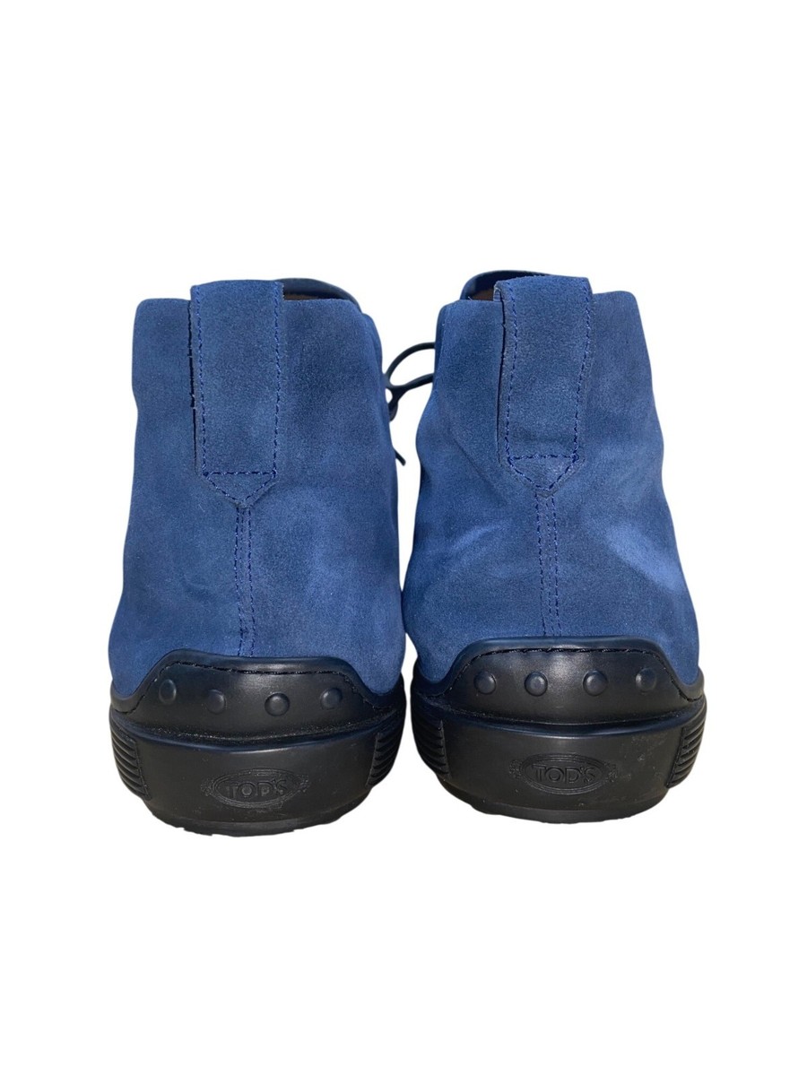 Tod\'s Men\'s Blue Suede Lace up Ankle Boots. Chukka style. shoes. Size 10.5 Tods Mens Blue Suede Chukka Boots Gommino Crepe Sole main image 2