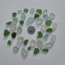 37 Pc Genuine Sea Glass Mixed Colors Crafting Light Blue Green White JQ  CQ SE3