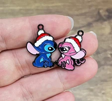 40 Pcs Cartoon stitch Christmas cute Charm necklace Pendant DIY Jewelry Making