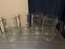 Set Of 4 Budweiser Bud King of Beers 5.5" Tall Glasses Handled Style Beer Mugs