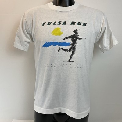 VTG 80s 90s Tulsa Run Race Single Stitch Tshirt Mens L Screen Stars Made In USA