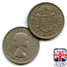 A BRITISH 1953 ELIZABETH II HALF CROWN coin, 73 Years Old!