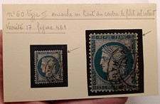 Timbre France Cérès 25c bleu n°60 type III variété 17 encoche cadre 481