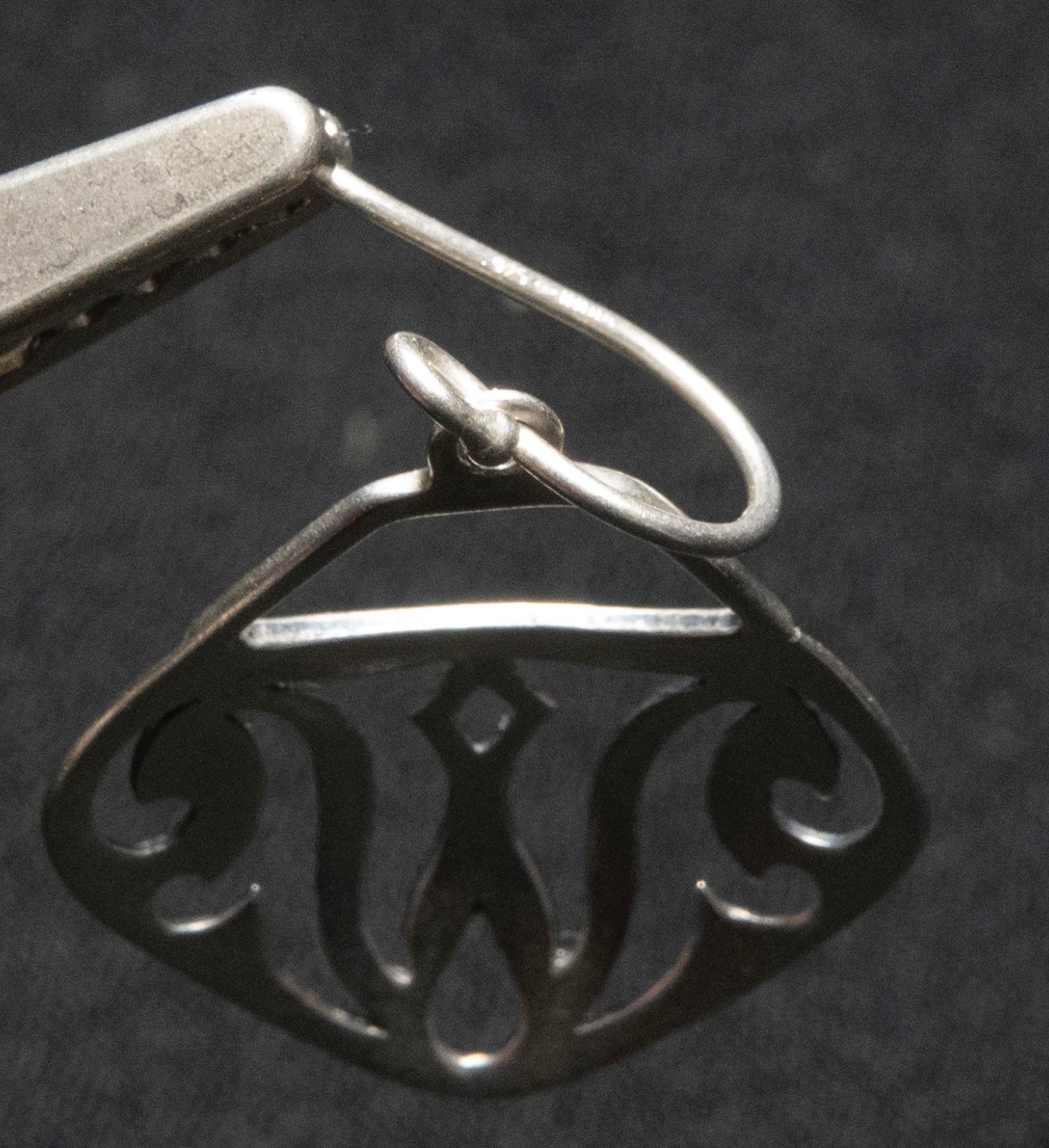 Sterling Silver Dangle Drop Abstract Hammered Scr… - image 3