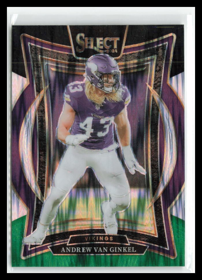 Andrew Van Ginkel 2024 Panini Select Black & Green Prizm Shock #6 RC Vikings