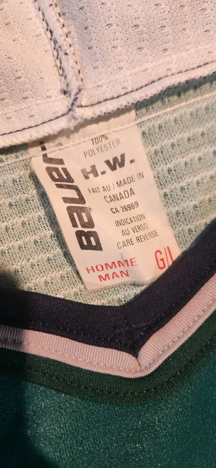 Винтажная хоккейная футболка Houston Aeros Bauer мужская большая зеленая с вышивкой Bauer - Изображение 3 из 4