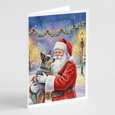 Caroline's Treasures Australian Cattle Dog Santa Claus Greeting Cards Pack of 8