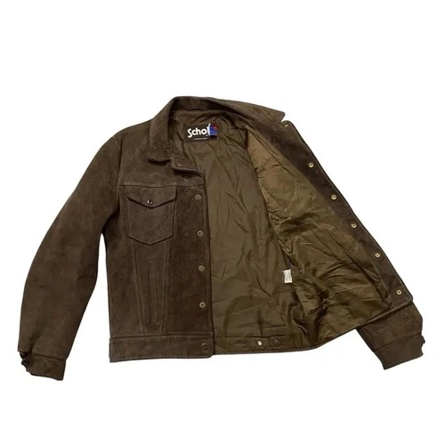 Schott NYC Vintage Brown Suede Trucker Jacket Made in USA 38 image 4