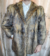 1970s Vintage Luxury genuine smokey golden silver fox fur Coyote jacket M 10 40