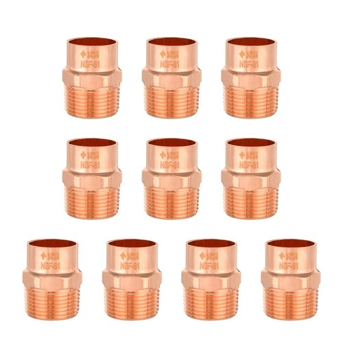 10 PCS 3/4 Inch Copper Male Adapter C x MNPT Plumbing Fittings Sweat Solder