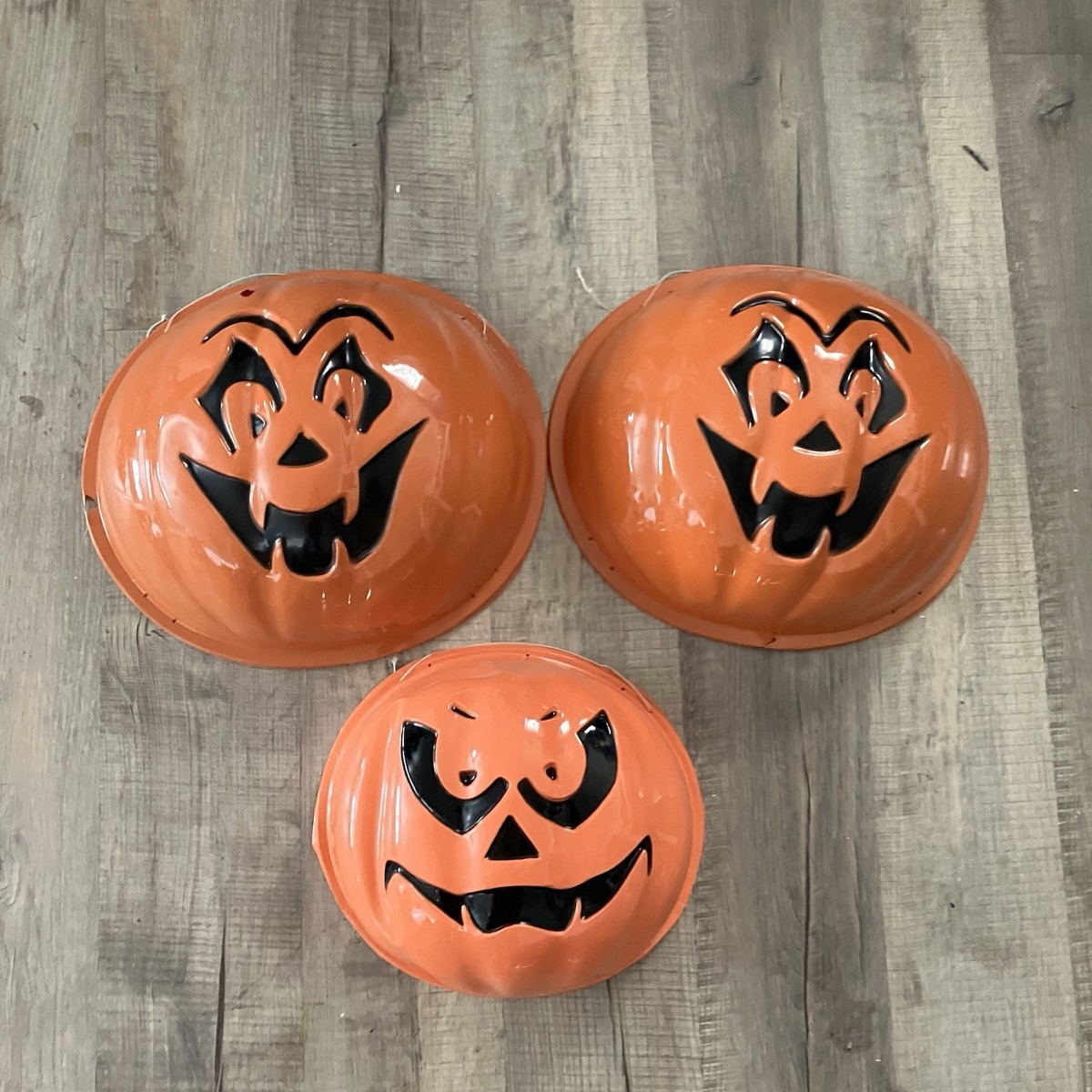 VTG 90s Halloween Vacuform 3D Mold Plastic Pumpkin Lot Of 3 Wall