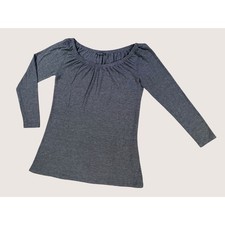 Nally Millie USA Charcoal Gray Gathered Neck Tunic Top Medium