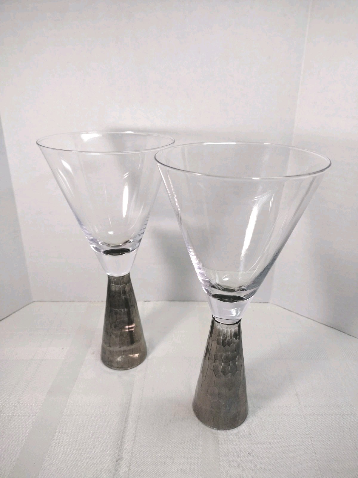 Vintage Artland Prescott Hand Blown Wine Honeycomb Stem Silver Bottom 8 inc Tall