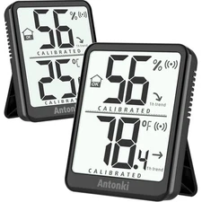 Antonki 2 Pack Room Thermometer Small Hygrometer Indoor 2 Pack, Black 