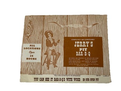 Vintage Rare COMPTON 1960's JERRY'S PIT Bar-B-Q Buena Park CA Miniature Menu