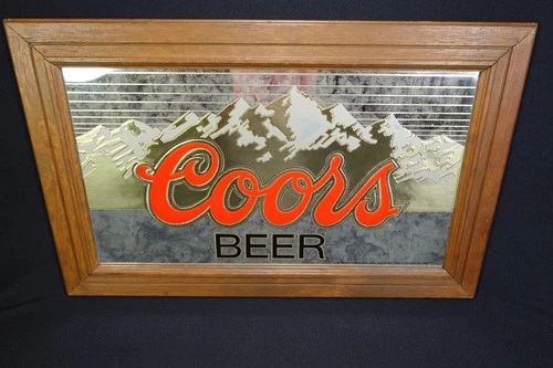 1987 Vintage Adolph Coors Beer Mirror Bar Wall Sign 17 3/4 x 27 3/4"