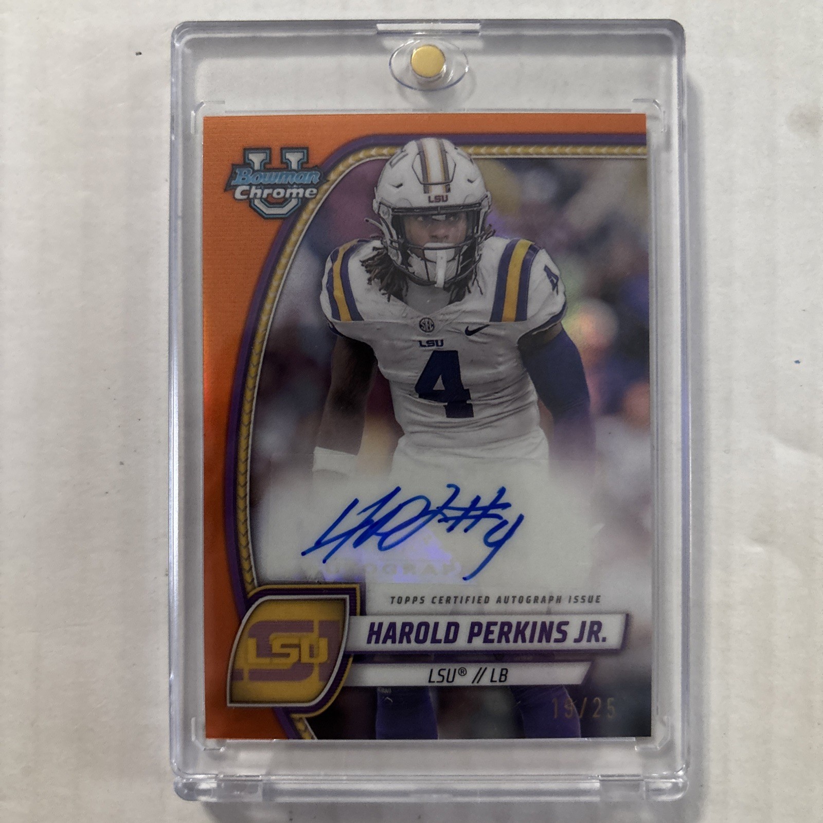 2024 Bowman U Chrome Harold Perkins Jr. Orange Refractor Auto /25 - LSU