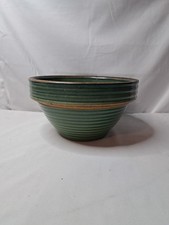 Antique McCoy Stoneware Beehive Pottery Sage Green Ribbed Mixing Bowl Marked #8