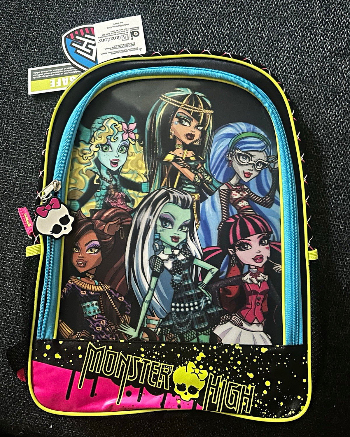 Mochila Monster High Girls Grande 16” Negra/Rosa/Azul Poliéster Estampado Gráfico