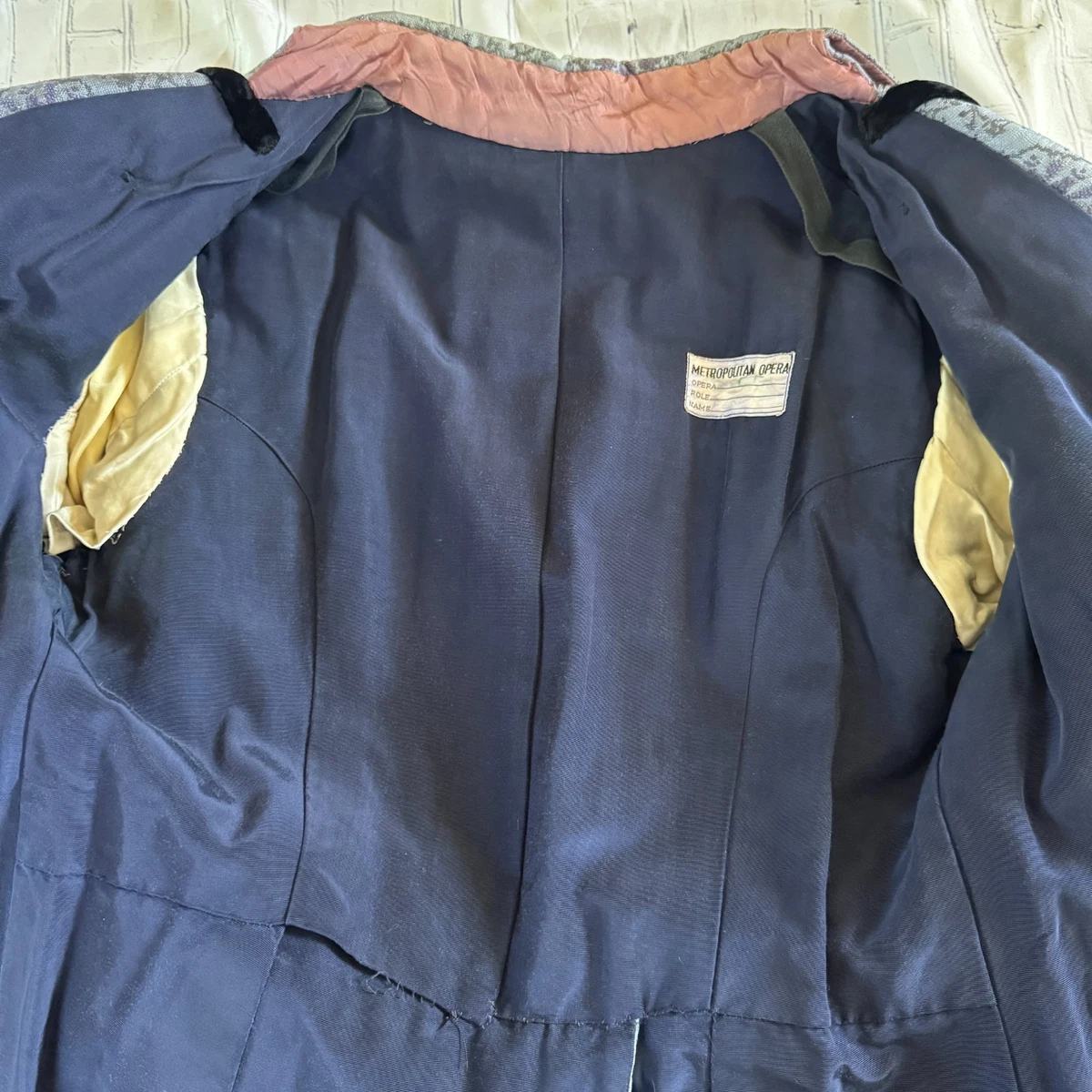 Pre-60s De Colección METROPOLITAN OPERA Met Disfraz Departamento Azul BROCADE Abrigo Regencia