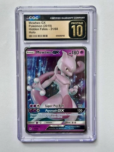 2019 Pokémon Mewtwo GX Hidden Fates 31/68 Ultra Rare Holo CGC Pristine 10