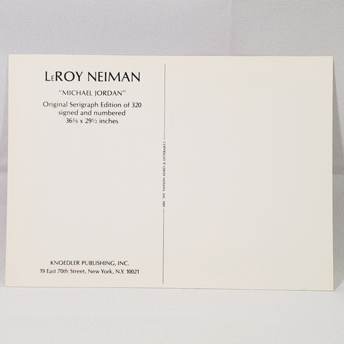 MICHAEL JORDAN 1991 LEROY NEIMAN POSTCARD 7.75" X 5.5" NM-MINT - Picture 6 of 12