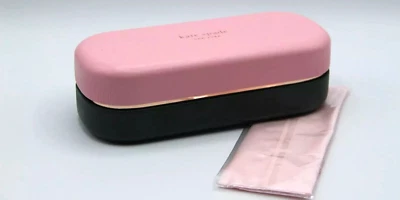 KATE SPADE NEW YORK NEW KATE SPADE HARD LARGE PINK GREEN CLAMSHELL CASE EYEGLASSES EYEGLASSES CLOTH