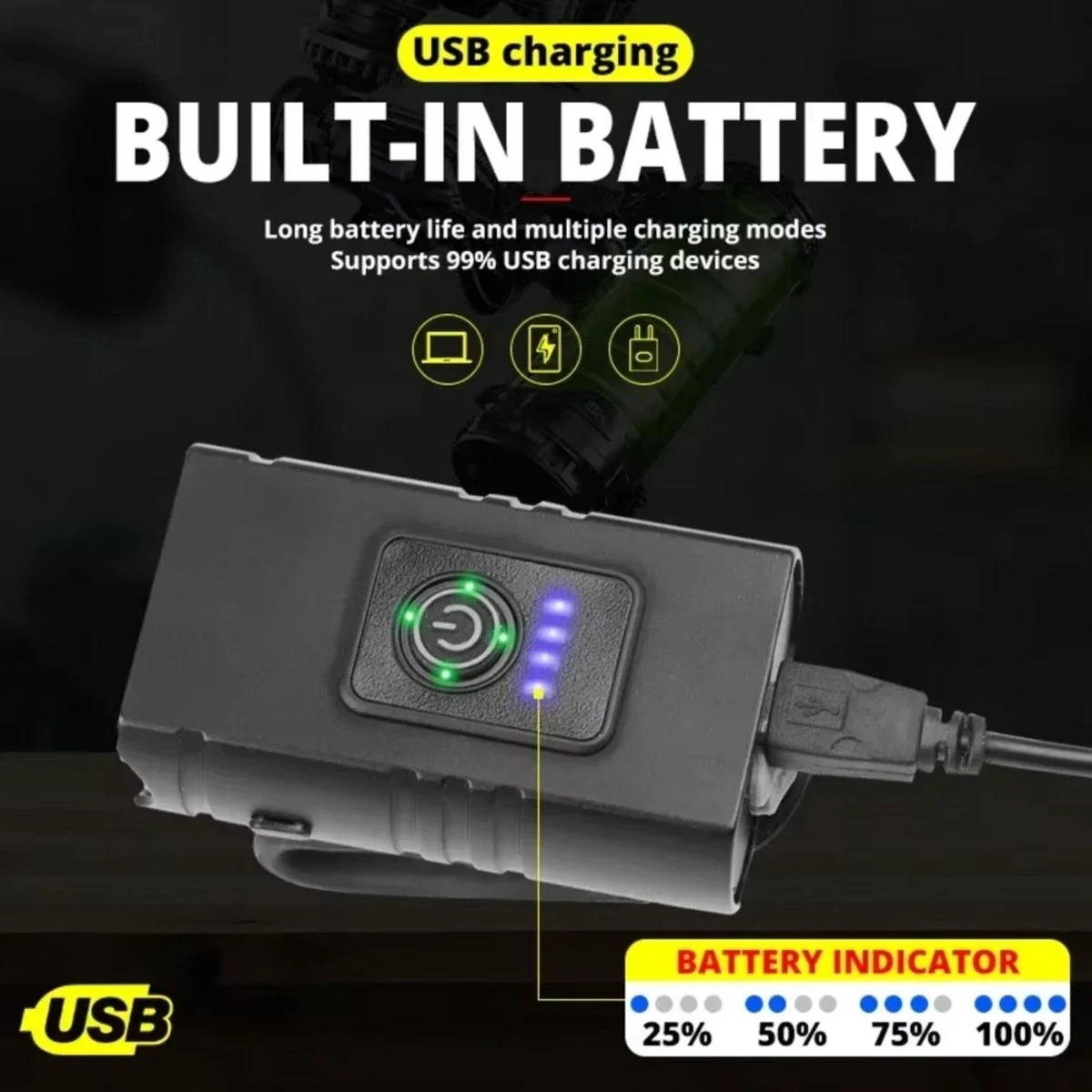 LED Rechargeable Bike Light Set Waterproof Headlight Front Rear Bicycle Lights