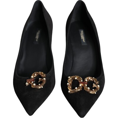 DOLCE & GABBANA Shoes Black Amore Suede Bellucci Heels Pumps EU38