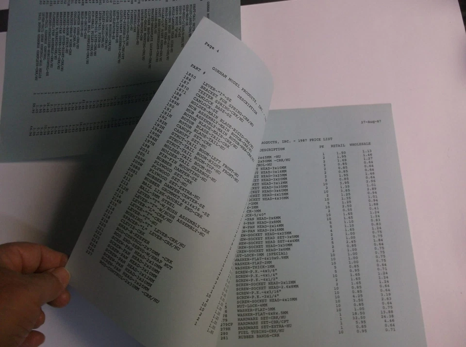 VINTAGE '87 GMP HELICOPTER PRICE LIST & DECAL 19 PAGES VALUABLE INFO *VG-COND* - Image 4 of 4