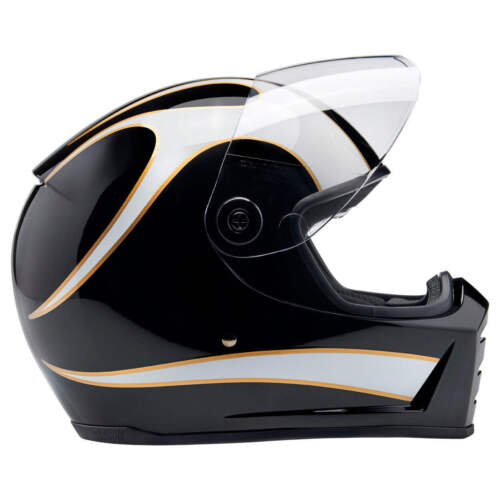 Lane Splitter ECE R22.06 Helmet - Gloss Black / Gloss White Flames - Picture 10 of 27