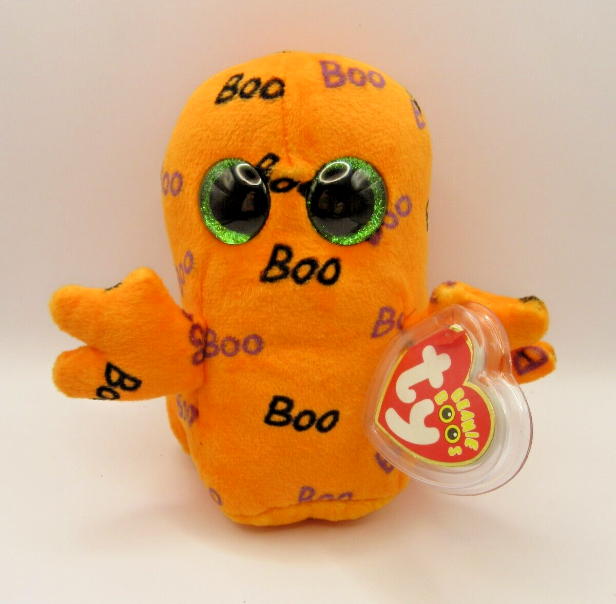TY BEANIE BABY BOO - GHOULIE - ORANGE HALLOWEEN GHOST - MINT - RETIRED WITH TAGS