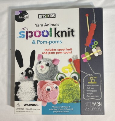 SpiceBox Kits for Kids Spool Knit & Pom Poms Yarn Animals Kits - Missing Items