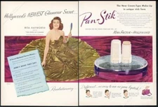 1948 Rita Hayworth photo Max Factor Pan-Stik makeup cosmetics vintage print ad