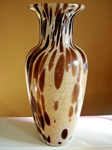 RARE Vtg. MCM Azzurra Maestri Vetrai Italian Leopard/Tortoise Vase Italy labe - Picture 8 of 10