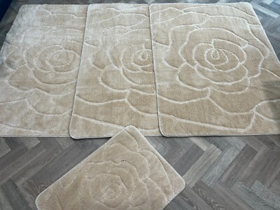 RÖMISCHE WASCHBARE MATTEN 4 STÜCK SETS NEU 2025 GYPSY ROSE DESIGN RUTSCHFEST BEIGE