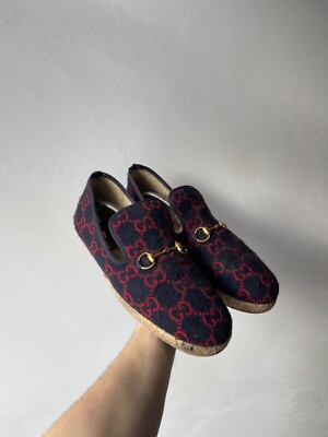 gucci Super Runway GG Logo Iconic Shearling Slip On Loafer