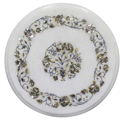 Bol En Marbre Incrusté Nacre 12 Pouces - Décoration Maison - Fait Main - Inde
