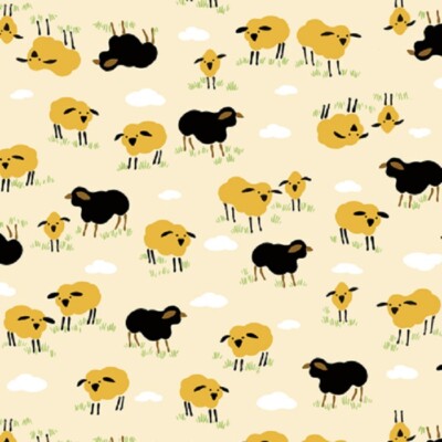 RETRO MINIS SHEEP Fabric 27317 E - Cream Fabric by QT Fabrics- New- Vintage!