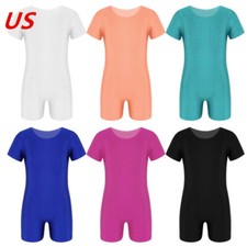 Kids Girls Shiny Stretchy Jumpsuit Gymnastics Bodycon Leotard Swimsuit Rompers