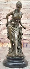 Moreau Art Deco Pure Bronze Europe Women Girl Lady Fair Maiden Sculpture Art