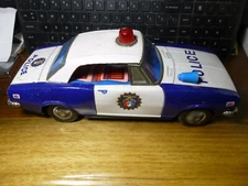 Vintage TRADE MARK MODERN TOYS Tin Battery Operated POLICE PATROL CAR!